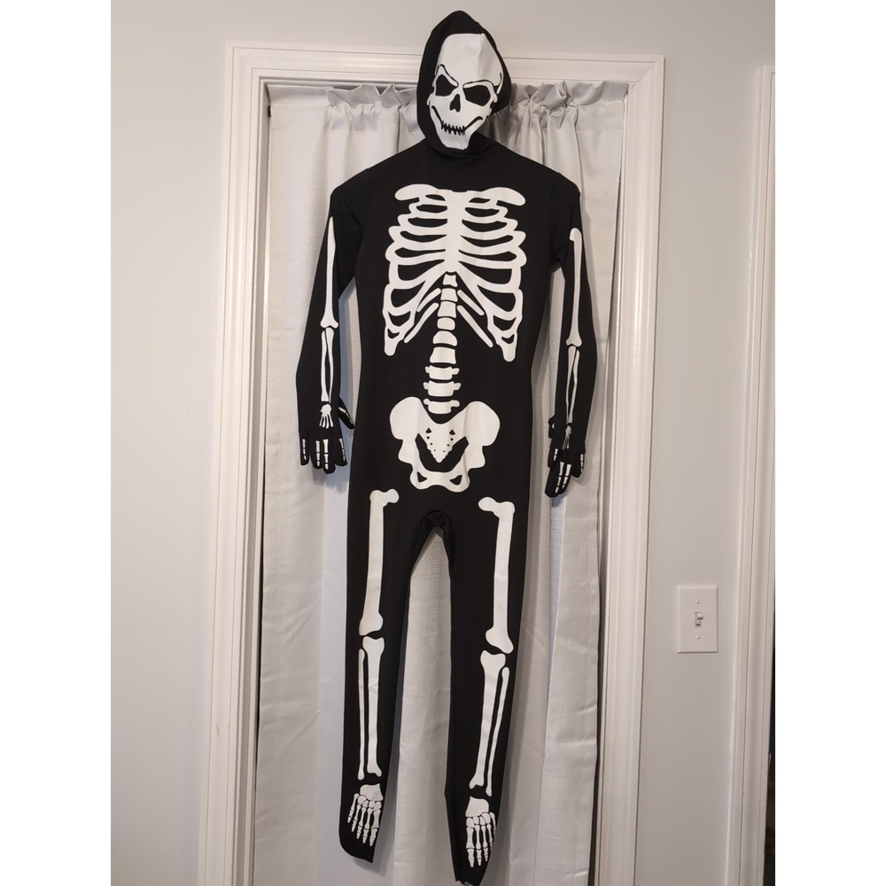Walmart Full Body Skelton One Piece Halloween Costume‎ Youth Size 8-10